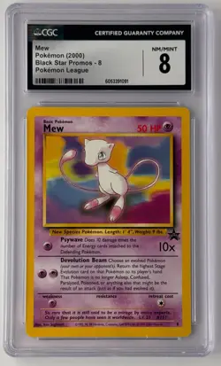 2000 POKEMON PROMO BLACK STAR POKEMON LEAGUE #8 MEW CGC 8 - Image 1