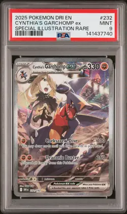 2025 POKEMON DRI EN-DESTINED RIVALS #232 CYNTHIA'S GARCHOMP EX PSA 9 - Image 1