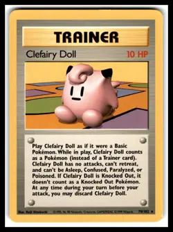 Pokemon Clefairy Doll Trainer Rare Base Set 70/102 Wizards 1999 - English LP - Image 1