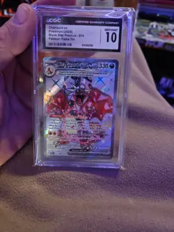 CHARIZARD EX CGC 10 Gem 2024 POKEMON SVP En #074 PALDEAN FATES TIN Black Star - Image 1
