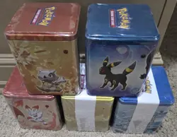 Pokemon Stacking Tin Lot of 5 - Fighting Fire Darkness Water Lightning - Sealed - Image 3