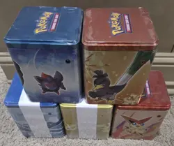 Pokemon Stacking Tin Lot of 5 - Fighting Fire Darkness Water Lightning - Sealed - Image 4