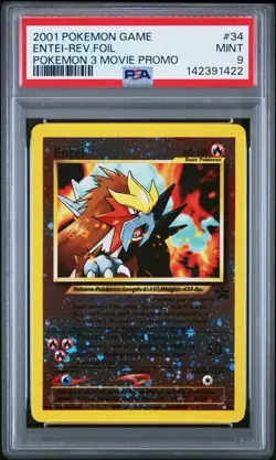 2001 POKEMON GAME MOVIE POKEMON 3 MOVIE PROMO #34 ENTEI-REVERSE FOIL PSA 9 - Image 1