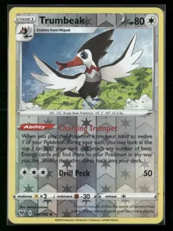 Trumbeak 144/185 Uncommon Vivid Voltage Pokemon Reverse Holo Near Mint - Image 1