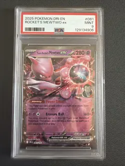 MINT DOUBLE RARE Team Rocket's Mewtwo EX PSA Mint 9 Pokemon Destined Rivals #081 - Image 1