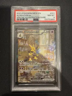 2023 POKEMON MEW EN-151 SPECIAL ILLUSTRATION RARE #201 ALAKAZAM EX PSA 8 - Image 1