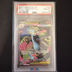 2025 POKEMON PFL EN-PHANTASMAL FLAMES ULTRA RARE #109 MEGA CHARIZARD X EX PSA 10 - Image 1