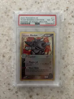 Pokemon Team Magma's Rhydon 11/95 EX Team Magma vs Aqua Reverse Holo PSA 8 2004 - Image 1