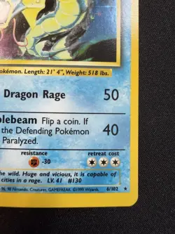 Pokemon TCG Gyarados 006/102 Base Set Holo Rare NM - Image 5