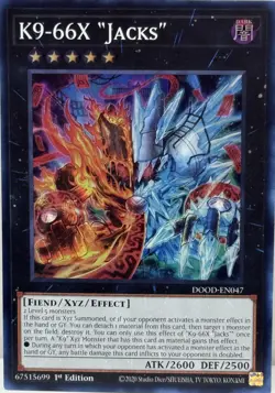 Yugioh! K9-66X "Jacks" - DOOD-EN047 - Super Rare - 1st Edition Near Mint, Englis - Image 1