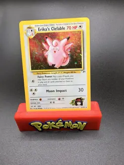 Erika's Clefable Gym Heroes 3/132 Rare Holo MP - Swirl Crease Pokemon Card - Image 1