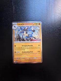 Lucario 114/198 Scarlet & Violet Stamped PROMO Cosmos Holo Pokemon Card - NM - Image 1