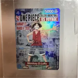 Bandai Monkey.D.Luffy College Basketball US Voyage Promo Foil One Piece Card - Image 1