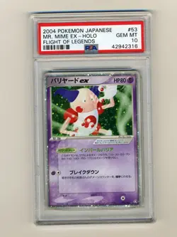 Pokemon PSA 10 GEM MINT Mr. Mime EX Holo Japanese Fire Red Leaf Green Card #54 - Image 1