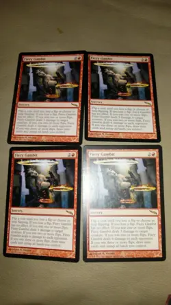 4 Fiery Gambit = Red Mirrodin Mtg Magic Rare 4x x4 playset - Image 1