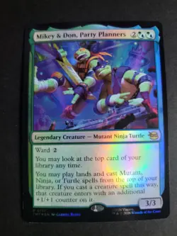 Mikey & Don, Party Planners (Foil) Rare MTG Ninja Turtles - Image 1
