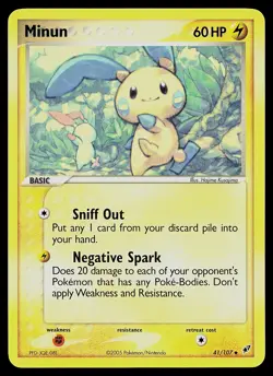 Pokemon Card - Minun Deoxys 41/107 Uncommon - Image 1