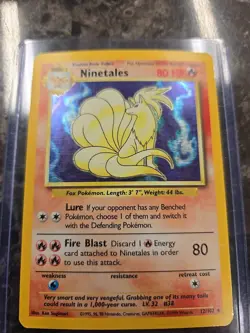 Pokemon TCG Ninetales Base Set Holo Unlimited Rare Card 12/102 LP Condition - Image 1