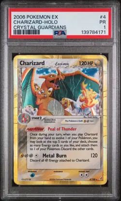 2006 POKEMON EX CRYSTAL GUARDIANS 4/100 CHARIZARD-HOLO - PSA 1 - Image 1