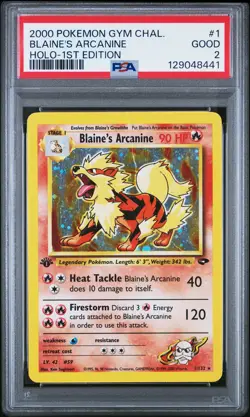 2000 POKEMON GYM CHALLENGE HOLO-1ST ED #1 BLAINE'S ARCANINE PSA 2 - Image 1