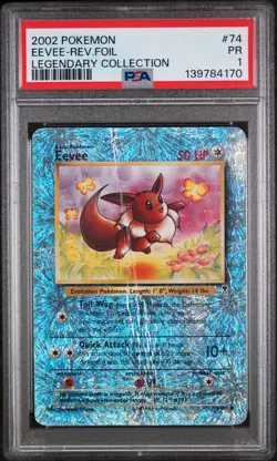 2002 POKEMON LEGENDARY COLLECTION 74/110 EEVEE REVERSE FOIL - PSA 1 - Image 1