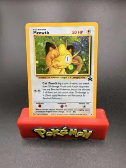 1998 Meowth Promo 10 Black Star Stamped Holo Pokemon TCG HP - Image 1