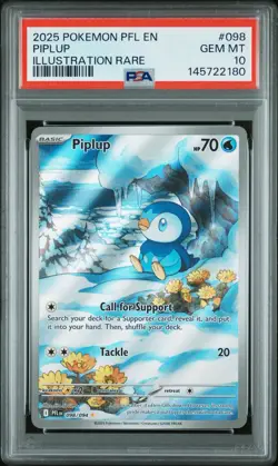 Pokemon TCG Piplup 098/094 Phantasmal Flames Illustration Rare Holo PSA 10 70 HP - Image 1