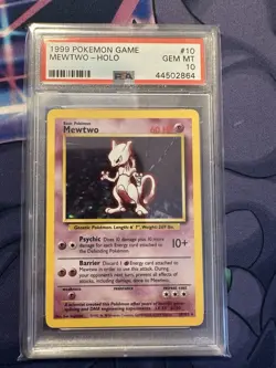 1999 Pokemon Game #10 Mewtwo Holo Base Set PSA 10 - Image 1