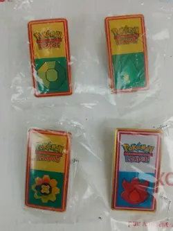 4 X Pokemon Pin Badge Gym League Wizards 2000 Kanto Region Original Indigo - Image 1