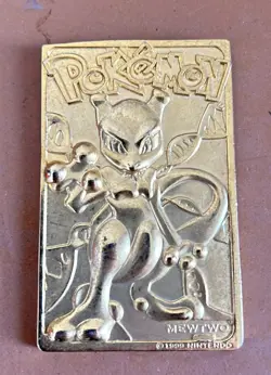 Pokemon Gold Mewtwo Plated Vintage 1999 Burger King Card - Image 1