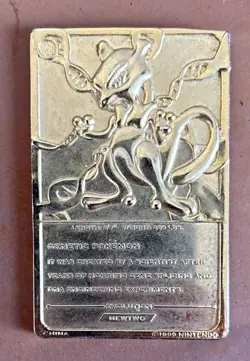 Pokemon Gold Mewtwo Plated Vintage 1999 Burger King Card - Image 2