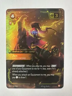 Jax Unrelenting 119/221 Riftbound Spiritforged TCG Epic Champion Unit Card - Image 1