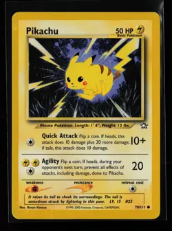 Pikachu 70/111 Common Neo Genesis Non Holo Pokemon Card - Image 1