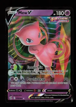 Mew V 113/264 Ultra Rare Holo SWSH08: Fusion Strike Pokemon Card - Image 1