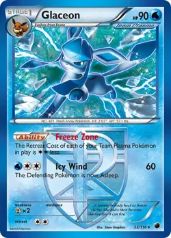Glaceon (Team Plasma) 23/116 Rare Plasma Freeze Pokemon Card - Image 1