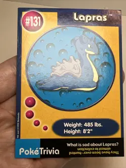 LP Lapras #131 Burger King UNPERFORATED Poke Trivia Card 1999 Pokemon Card - Image 3