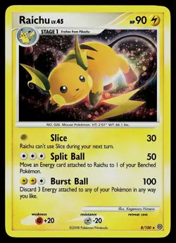 Pokemon Card - Raichu Stormfront 8/100 Holo Rare - Image 1