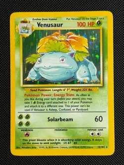 1# Pokemon Cards Venusaur 15/102 Base Set Rare - Image 1