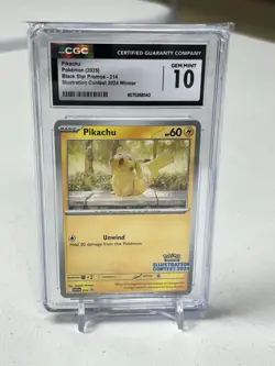 PIKACHU POKEMON 2025 BLACK STAR PROMO ILLUSTRATION CONTEST 2024 WINNER CGC 10 - Image 1