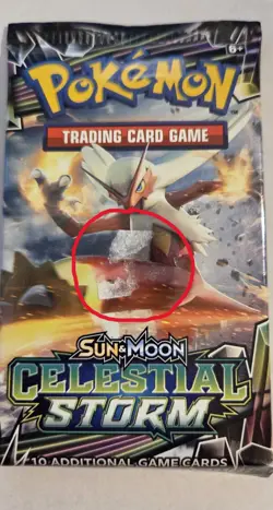 Pokemon TCG Sun & Moon Celestial Storm Sealed Booster Pack-Sticker Residue Mark - Image 3