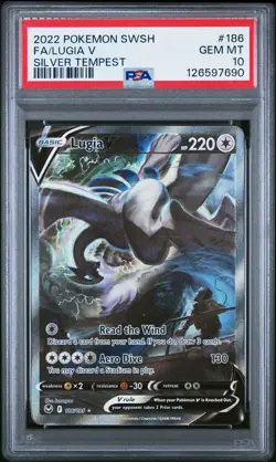 2022 POKEMON SWORD & SHIELD SILVER TEMPEST #186 FULL ART/LUGIA V PSA 10 - Image 1