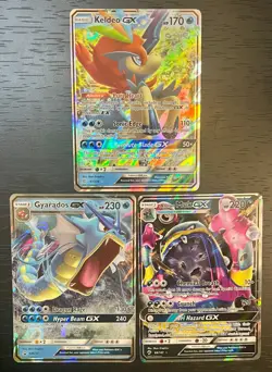 Pokemon GX Lot Gyarados GX SM212 Alolan Muk GX Keldeo GX Ultra Rare NM - Image 1