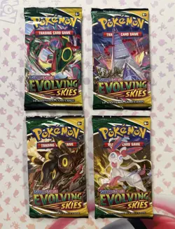 2021 Pokemon Evolving Skies Booster Complete Art Set (4 Packs) FACTORY SEALED 2 - Image 1