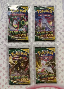 2021 Pokemon Evolving Skies Booster Complete Art Set (4 Packs) FACTORY SEALED 2 - Image 3