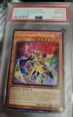 Yu-Gi-Oh DUNE: Nightmare Magician 1st Ed Secret Rare PSA 10 - Image 1