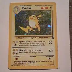 Pokemon Raichu Base Set 2 16/130 Holo Rare 80HP English TCG Card - Image 1