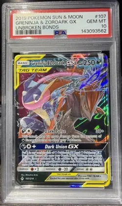 Pokemon TCG Greninja & Zoroark GX Holo Ultra Rare Card Unbroken Bonds 107/214 - Image 1