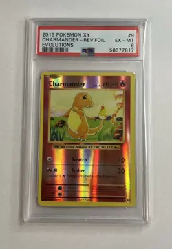 PSA 6 2016 Pokemon XY Evolutions Charmander Reverse Holo Foil 9/108 - Image 1