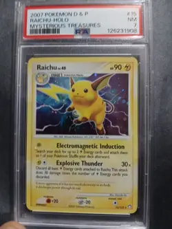 Pokemon TCG Raichu Holo Rare Card 15/123 Mysterious Treasures 2007 Psa 7 - Image 1