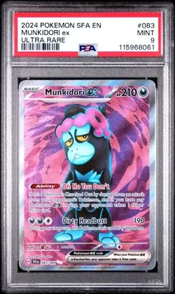 2024 Pokemon SFA Munkidori ex ULTRA RARE FULL ART 083/064 PSA 9 MINT - Image 1